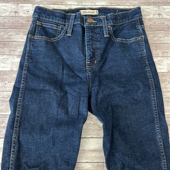 Madewell 10" High Rise Dark Wash Raw Hem Skinny Jeans - Picture 5 of 14